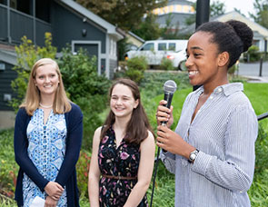 Photo of students speaking on campus. Link to Gifts of Appreciated Securities